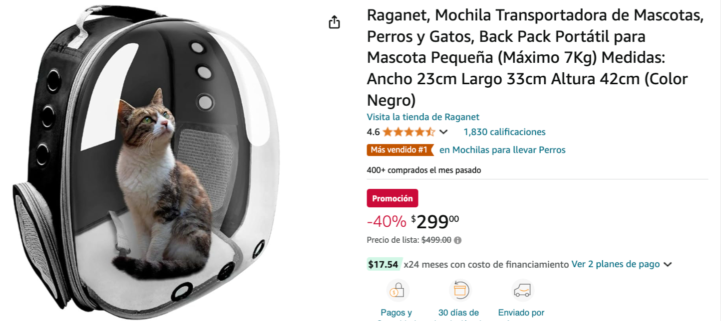 mochila transportadora gatos